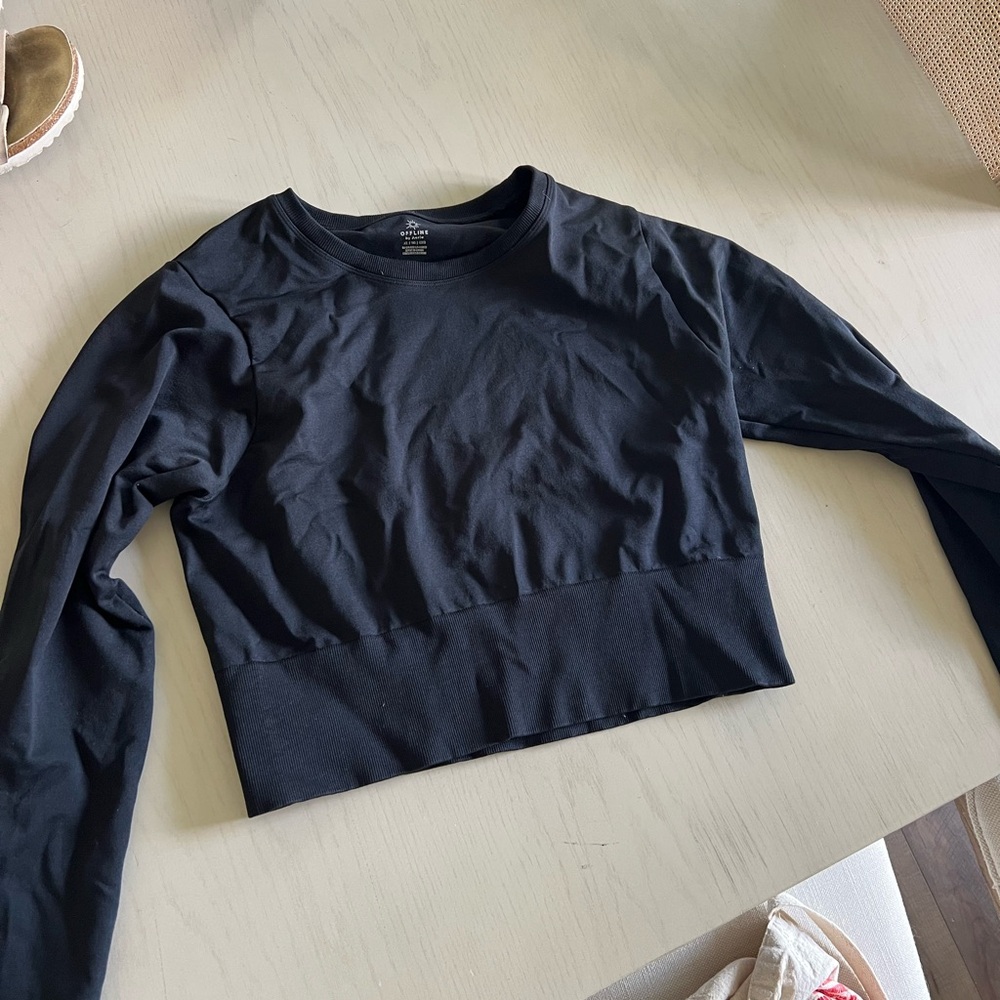 Offline by aerie sidewalk seamless long sleeve cropped t shirt